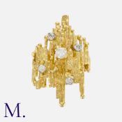 ALAN MARTIN GARD, A Modernist Diamond Ring in 18 carat yellow gold, of abstract form, set with round