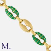 UNOAERRE - A Gold Enamel Bracelet in 18K yellow gold, with alternating enamelled and textured