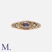 A Georgian Pink Sapphire and Diamond Ring set with a pink sapphire to the centre and rose diamonds