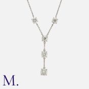 A Diamond Pendant Necklace in platinum, set with five round cut diamonds totalling approximately 3.
