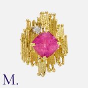 ALAN MARTIN GARD, A Modernist Tourmaline and Diamond Ring in 18 carat yellow gold, of abstract form,