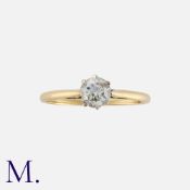 A Diamond Solitaire Ring in 18ct yellow gold and platinum setting, set with a round brilliant cut