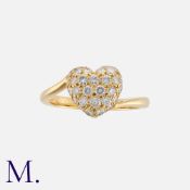 CARTIER, A Diamond Heart Ring in 18 carat yellow gold, the heart motif pavé set with round brilliant