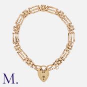 A Gold Gate Bracelet in 9K rose gold with 3-bar links, secured with a padlock clasp and safety