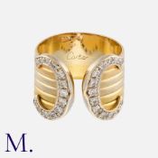 CARTIER. A Diamond 'C de Cartier' Ring in 18K yellow, white and rose gold, with the 'C' motifs set