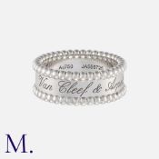 VAN CLEEF & ARPELS. A "Perlee" Signature Ring in 18K white gold, inscribed with the 'Van Cleef and
