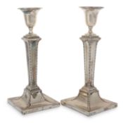 PAIR OF GEORGE V CANDLESTICKS, MAKER STEPHENSON & SONS, SHEFFIELD 1912