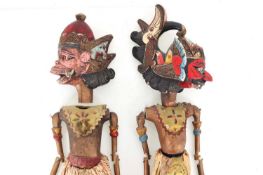 PAIR OF INDIAN WOODEN PUPPETS, MID 20TH CENTURY