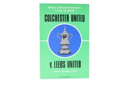 COLCHESTER UNITED V LEEDS UNITED FA CUP TIE PROGRAMME, 1971