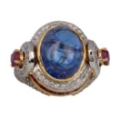 GEM SET AND DIAMOND COCKTAIL RING,