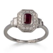 RUBY AND DIAMOND RING,