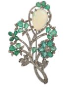 EMERALD, OPAL AND DIAMOND SPRAY BROOCH,