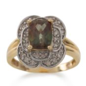 CERTIFICATED SUNSTONE AND DIAMOND RING,