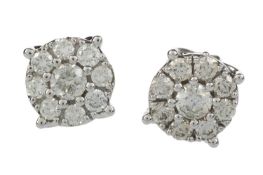 PAIR OF DIAMOND CLUSTER STUD EARRINGS,
