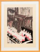 * PATRICK PROCKTOR RA (BRITISH 1936 - 2003), CHOIR PROCESSION KINGS COLLEGE CHAPEL. CAMBRIDGE