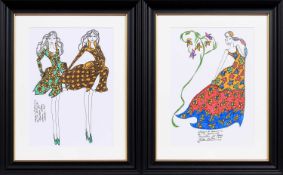 * ROZ JENNINGS, TWO ORIGINAL ILLUSTRATIONS OF DESIGNS FOR LAURA ASHLEY