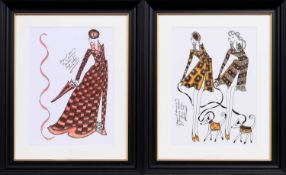 * ROZ JENNINGS, TWO ORIGINAL ILLUSTRATIONS OF DESIGNS FOR LAURA ASHLEY