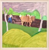 * ALEXANDER GOUDIE RP RGI (SCOTTISH 1933 - 2004), FARMER AND HORSES
