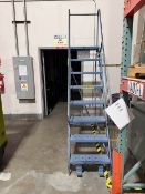 Rolling 7-Step Warehouse Ladder w/Full Handrails and Spring-Load Casters