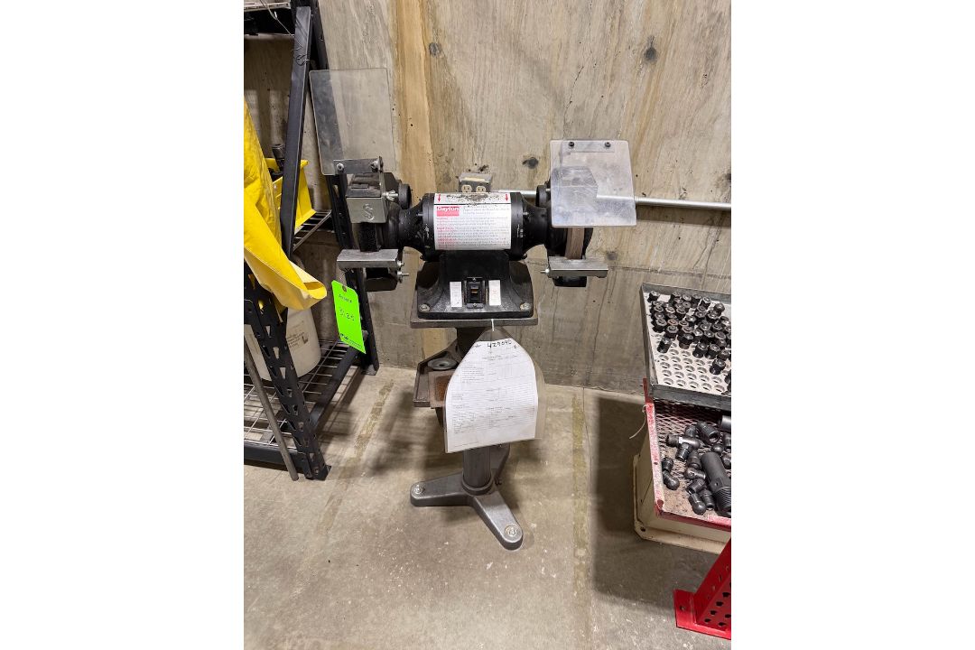 Dayton 8 in Double-End Bench Grinder on Pedestal Stand - Image 1 of 5