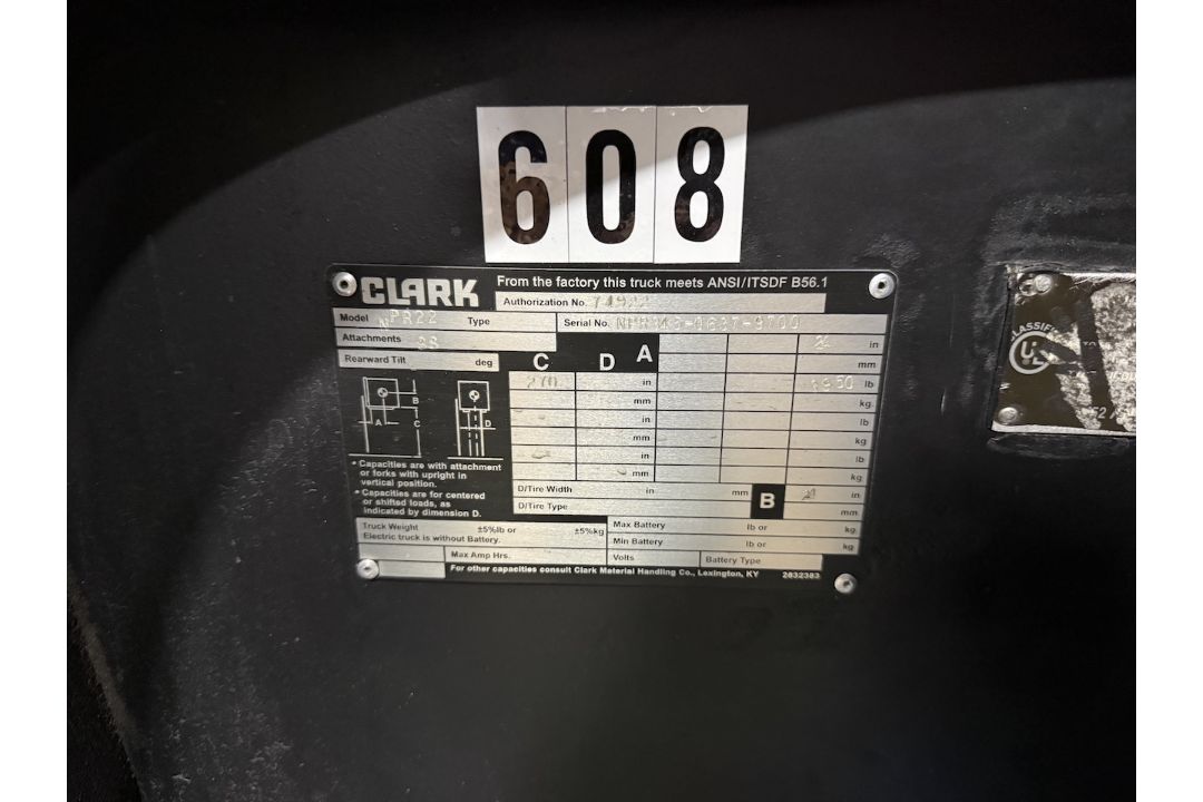 Clark 4,500 lb. Capacity Stand-Up Electric Reach Truck - Image 10 of 11