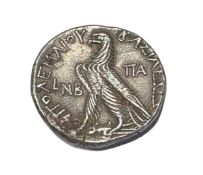 Silver coin, Ptolemaic dynasty 97-96 BC, Alexandria, Egypt, depicted with Ptolemy X. 14 grams.