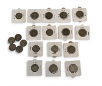 A lot of twenty silver one-guilder pieces, various years.