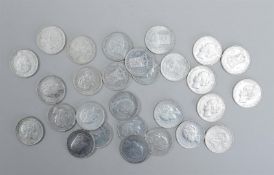 Collection of silver 1 Guilder coins, 28 pieces in total, 279 grams.