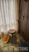 Lamp, Stool, Stone and Wood Bundle Carrier
