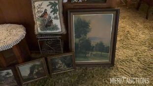 Collection of Figuerines, Glassware and Framed Art Work