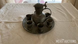 Vintage Pewter Liquor Service Set