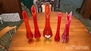 Amberina Swung Glass Vases