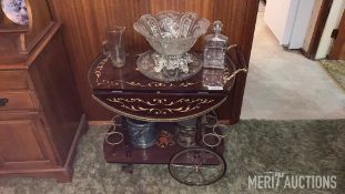 Beverage Cart With Dropleaf and Contents
