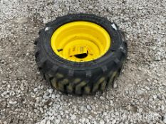 New 215/50-10 NHS tire on 5-lug John Deere compact tractor rim, Coal Valley, IL