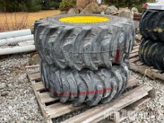 (2) New 14-17.5 NHS tires w/ fluid on 6-lug compact tractor rims, Coal Valley, IL
