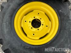 (2) New 14-17.5 NHS tires on John Deere 6-lug compact tractor rims, Coal Valley, IL