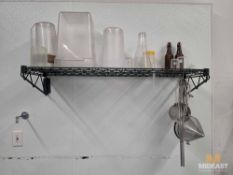Miscellaneous Shelf of Measuring Cups, Containers, Whisks