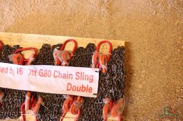 (2) 5/16" 7' DOUBLE LEG CHAIN SLINGS (UNUSED)