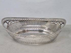 A French silver pierced oval Basket, 340gms