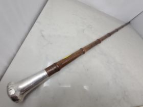 A George V silver topped bamboo Swagger Stick, London 1918