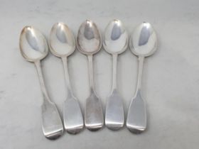 Five Wm IV silver Table Spoons fiddle pattern, London 1836, maker: M.C, 365gms
