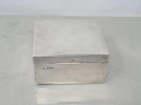 A George V silver square Cigarette Box, Chester 1911, 5in