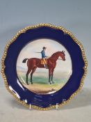 A rare Royal Worcester Cabinet Plate painted with design of Horse and Jockey 'Lash', after Thomas