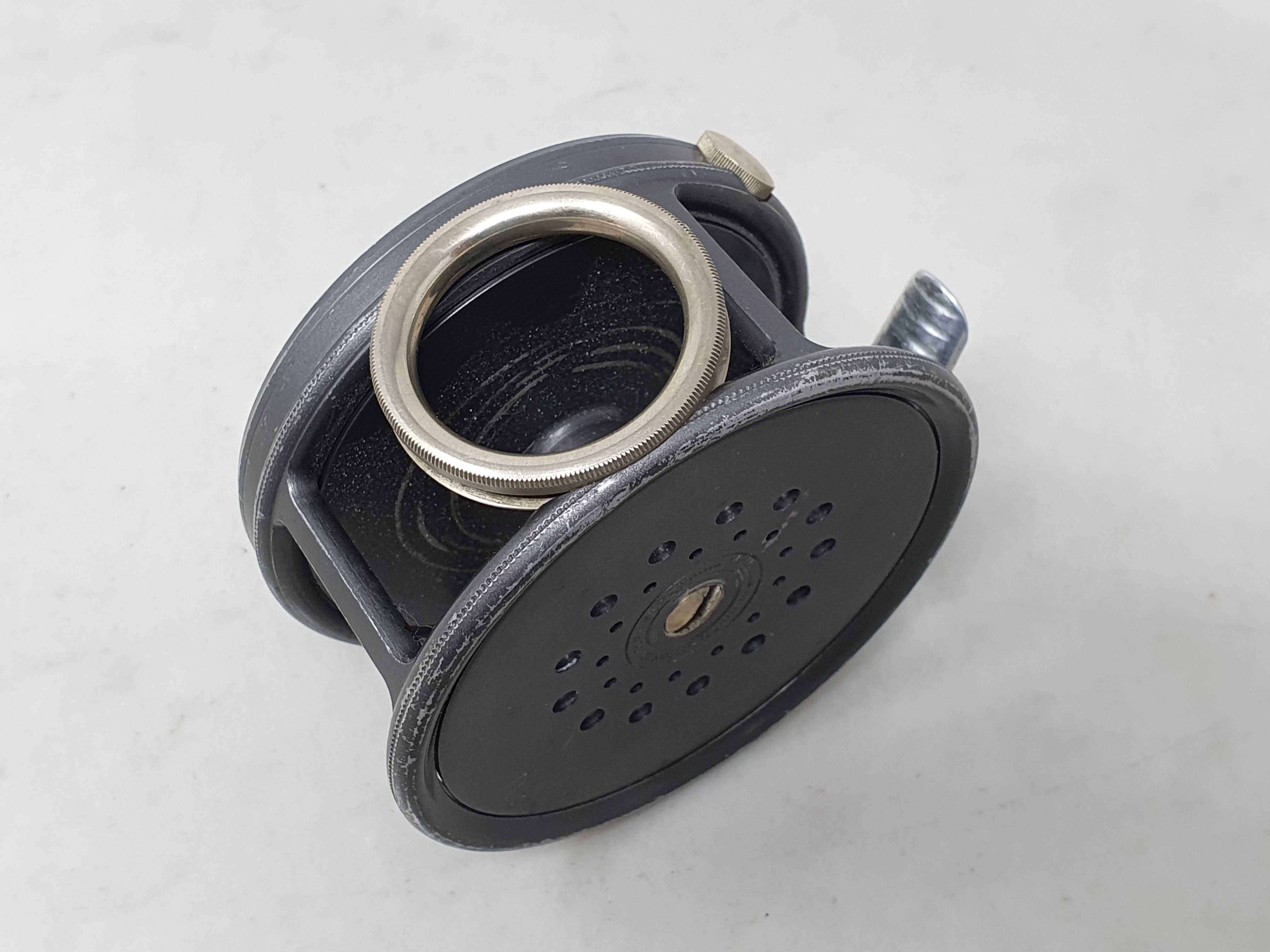 A Hardy Bros, Alnwick 'The Perfect' 3 3/4in alloy Salmon Fly Reel with brass line guide, rim