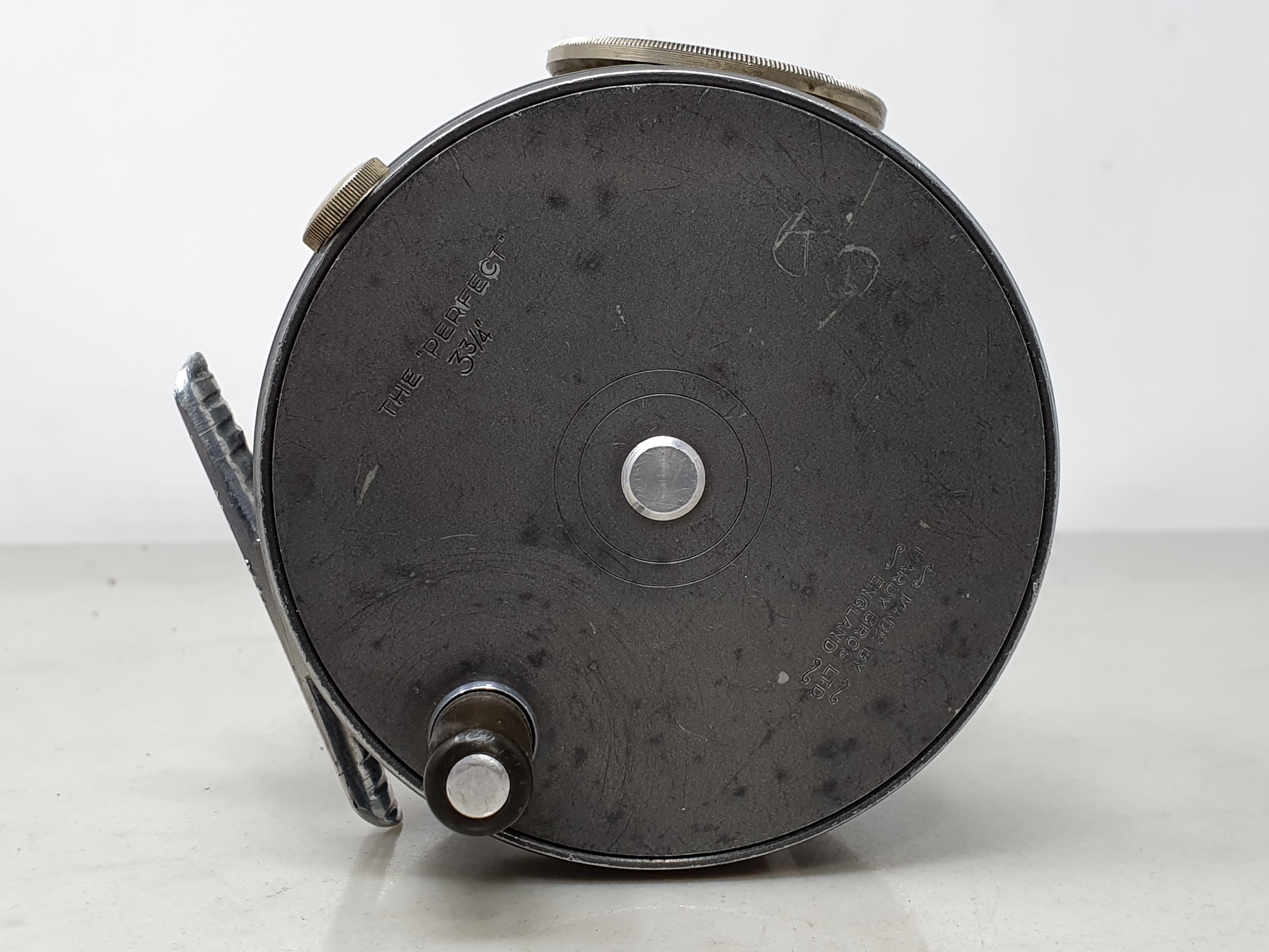A Hardy Bros, Alnwick 'The Perfect' 3 3/4in alloy Salmon Fly Reel with brass line guide, rim - Image 3 of 3