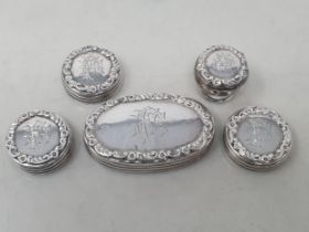 Five Edward VII silver Lids engraved initials, London 1903, 90gms all in
