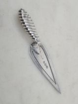 An Victorian silver Trowel Book Mark with spiral handle, Birmingham 1895