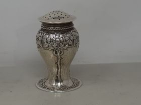 A George V silver Sugar Sifter with finely detailed decoration of rose and briar, London 1912,