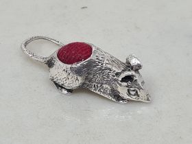 A silver miniature Pin Cushion in the form of a mouse