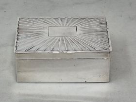 A George III silver rectangular Box with sunburst lid and vacant cartouche, London 1796, maker: W.C,